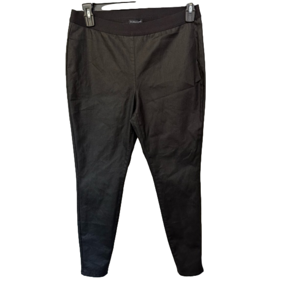 NWOT Eileen Fisher - Black Pull On Coated Organic Cotton pants size Medium
